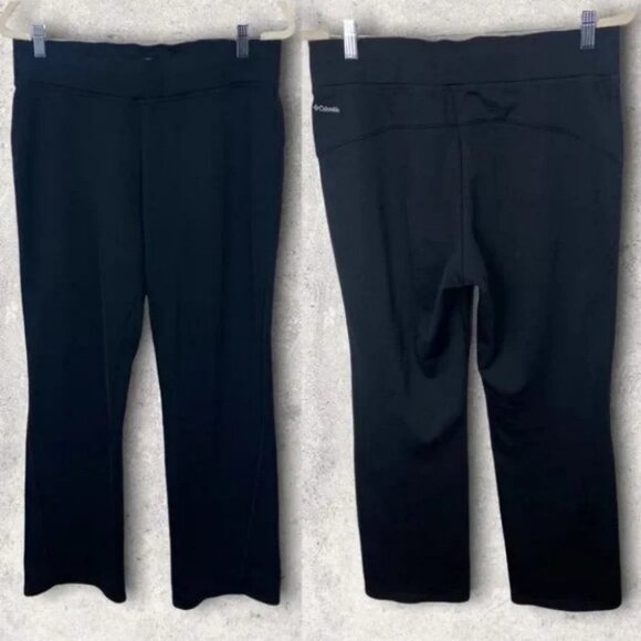 Columbia Black High Rise Fleece Lined Yoga Leggings Size Large Stretch Pants L - Picture 1 of 7